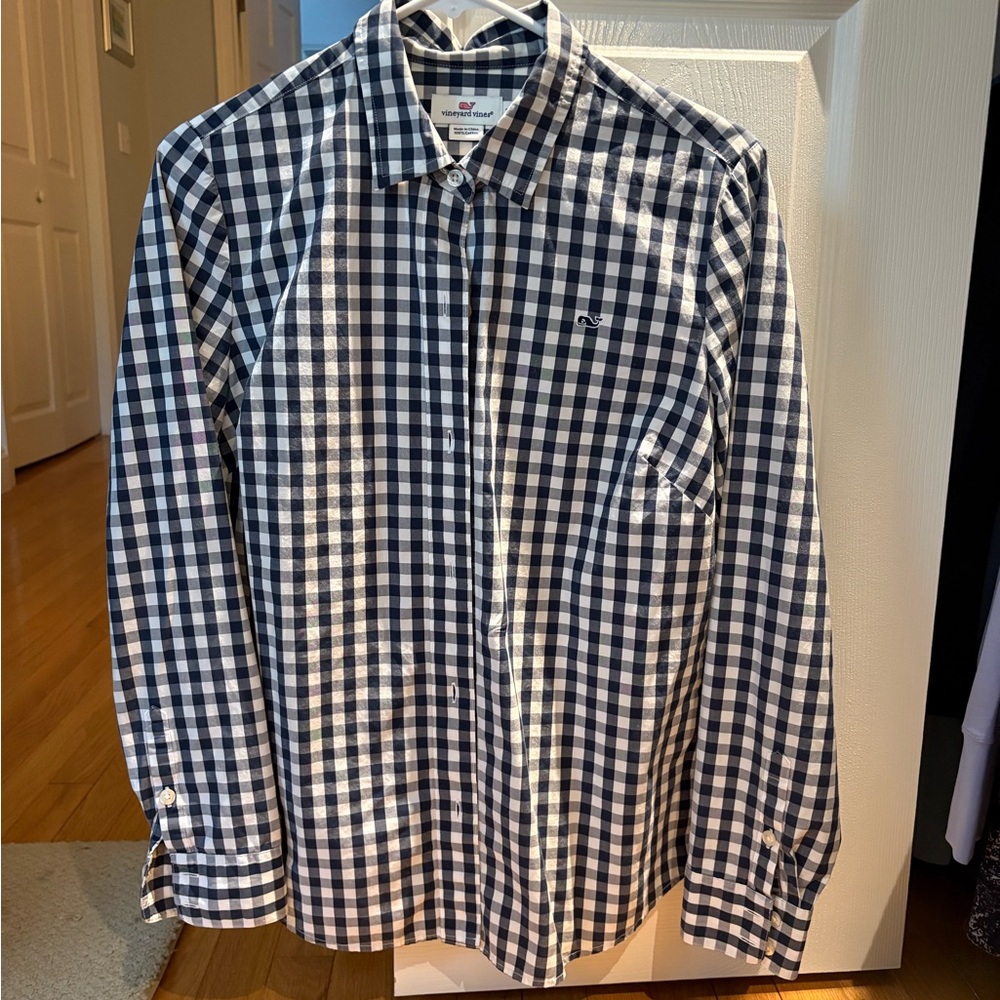 Vineyard Vines women’s Navy Checkered Shirt